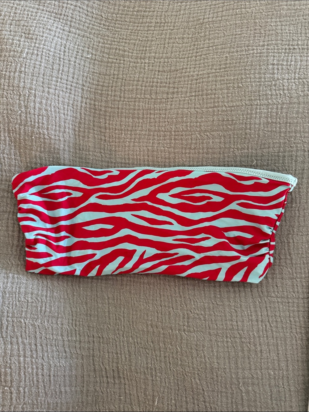 Victoria's Secret Red and White Zebra Bandeau Swim Top